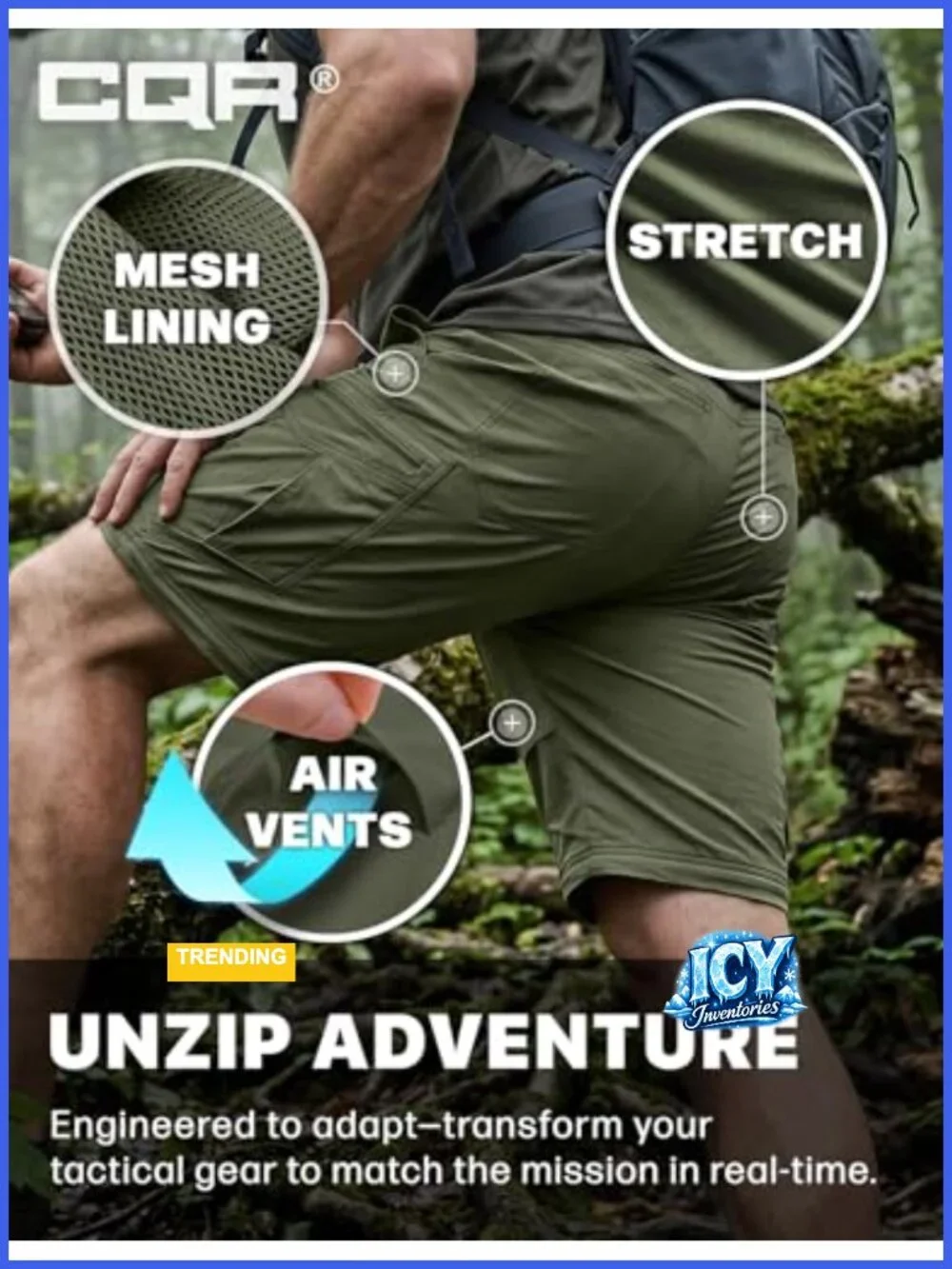 Convertible Cargo Tactical Pants, Water Resistant Hiking Pants, Zip Off